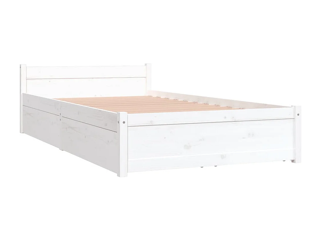 Lit simple | Lit adulte, enfant | Cadre de lit avec tiroirs blanc 90x200 cm
