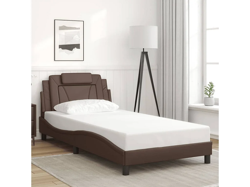 Lit simple | Lit adulte, enfant | Cadre de lit avec LED marron 100x200 cm