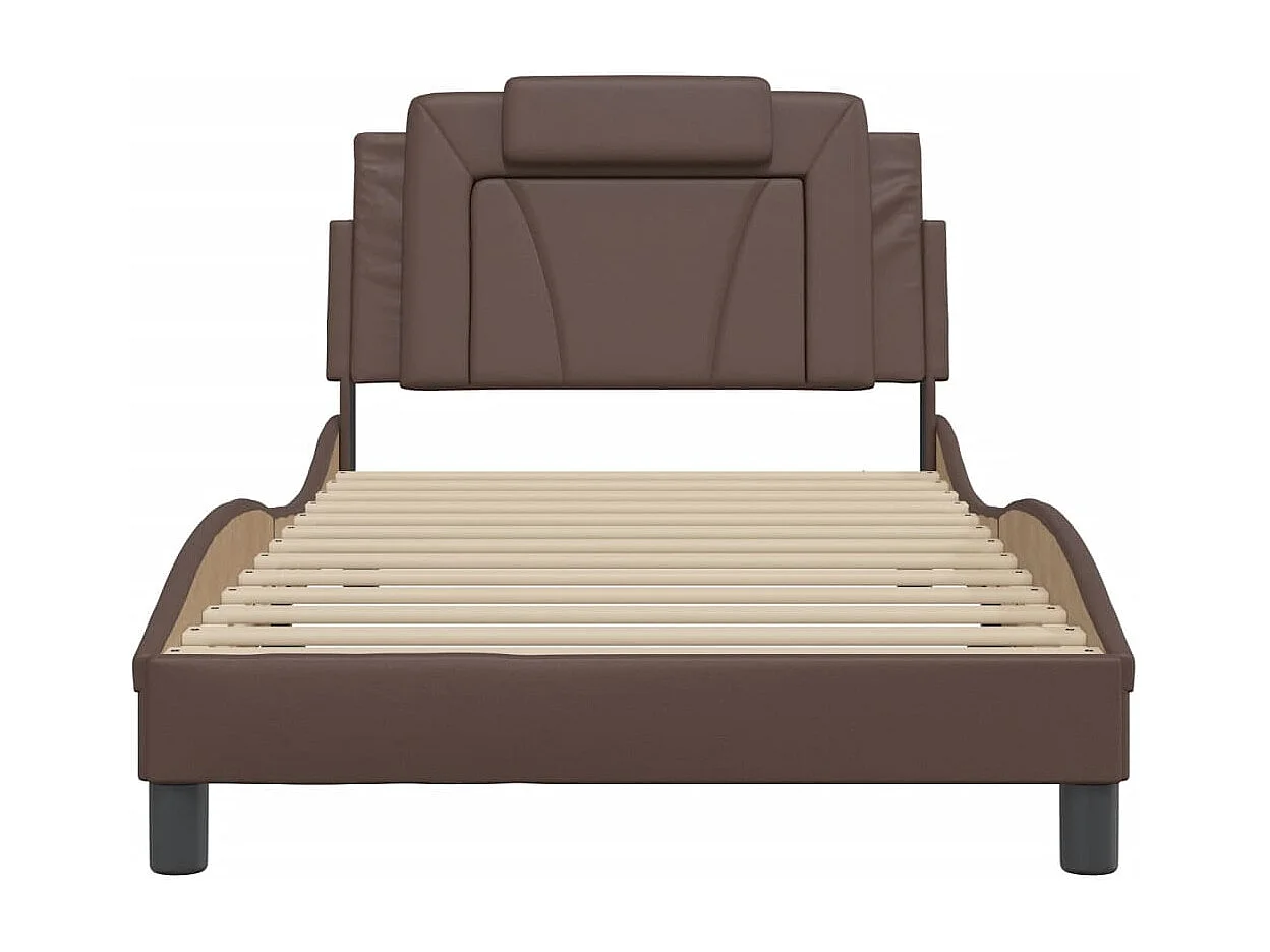 Lit simple | Lit adulte, enfant | Cadre de lit avec LED marron 100x200 cm