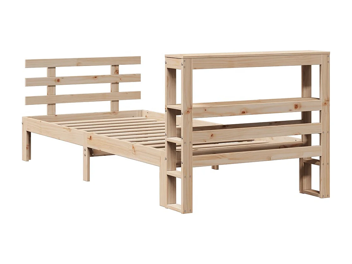 Letto per adulti | Letto singolo | Giroletto con Testiera 90x200 cm in Legno Massello di Pino