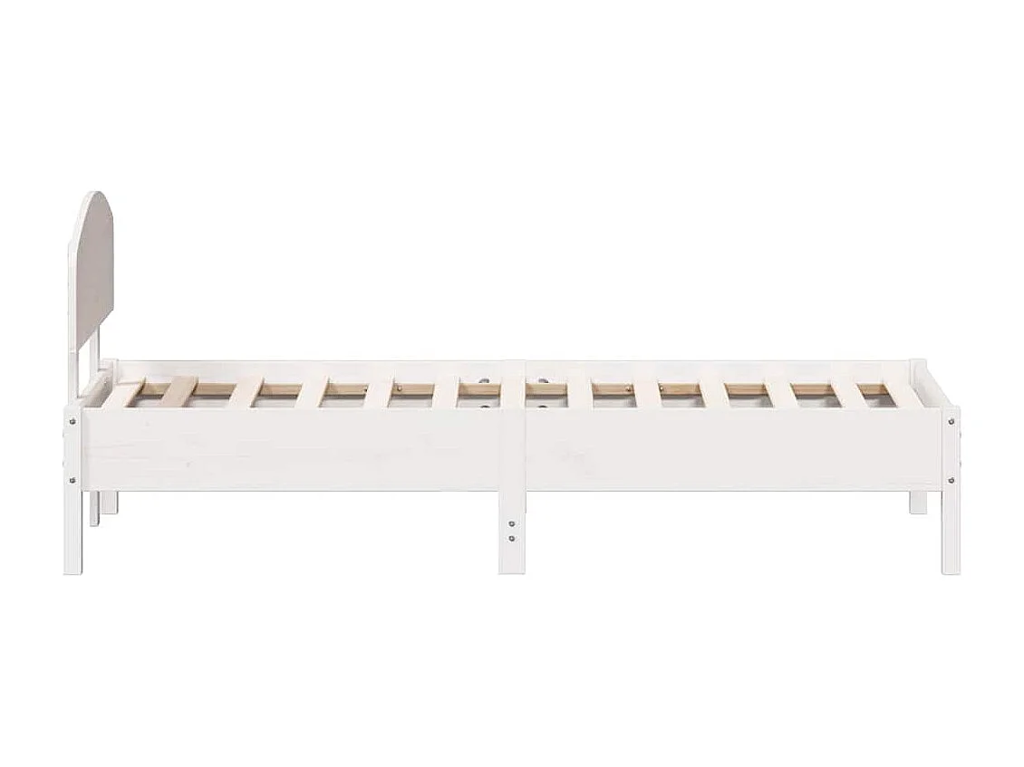 Lit simple | Lit adulte, enfant | Cadre de lit blanc 75x190 cm bois de pin massif