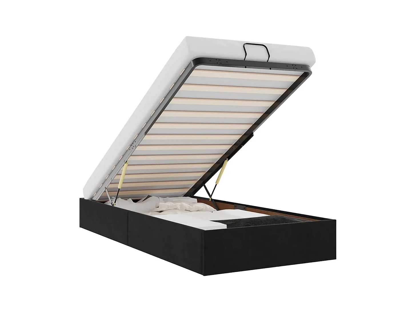 Lit simple | Lit adulte, enfant | Cadre de lit ottoman noir 90x190 cm velours