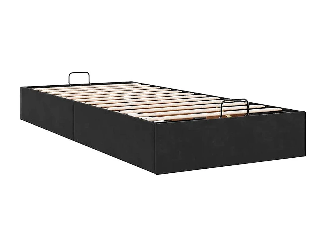Lit simple | Lit adulte, enfant | Cadre de lit ottoman noir 90x190 cm velours