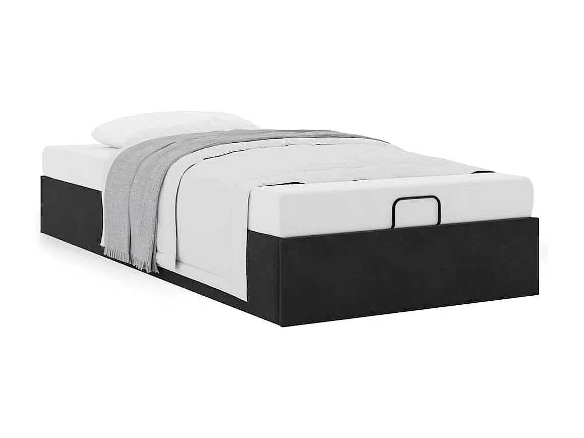 Lit simple | Lit adulte, enfant | Cadre de lit ottoman noir 90x190 cm velours