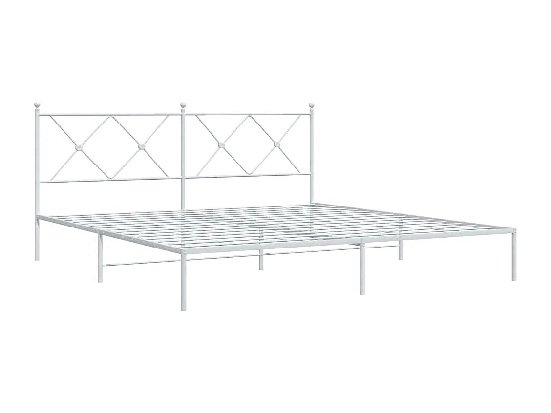 Lit double | Lit adulte | Cadre de lit métal et tête de lit blanc 180x200 cm