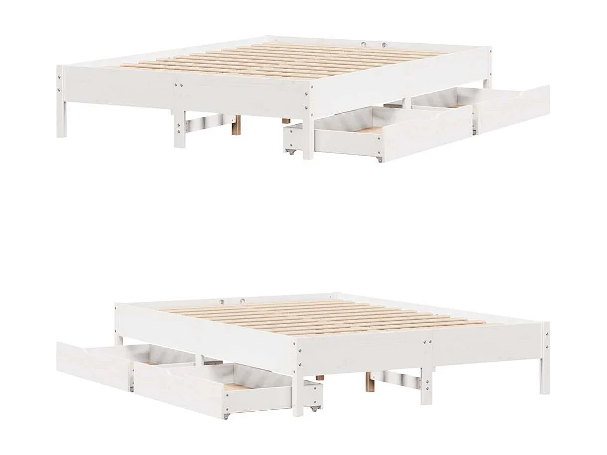 Lit double | Lit adulte | Cadre de lit blanc 160x200 cm bois de pin massif