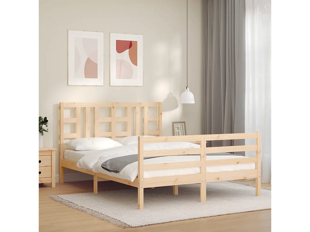 Lit double | Lit adulte | Cadre de lit bois de pin massif 135x190 cm