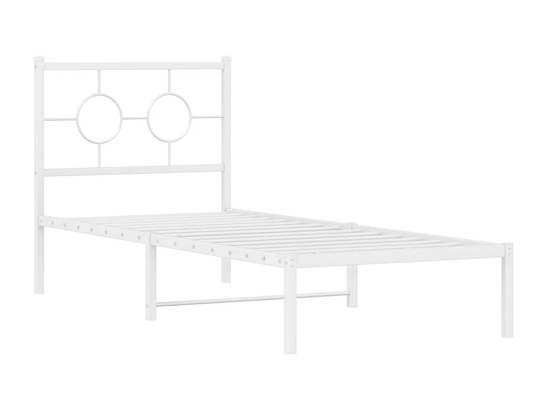 Lit simple | Lit adulte, enfant | Cadre de lit métal avec tête de lit blanc 75x190cm