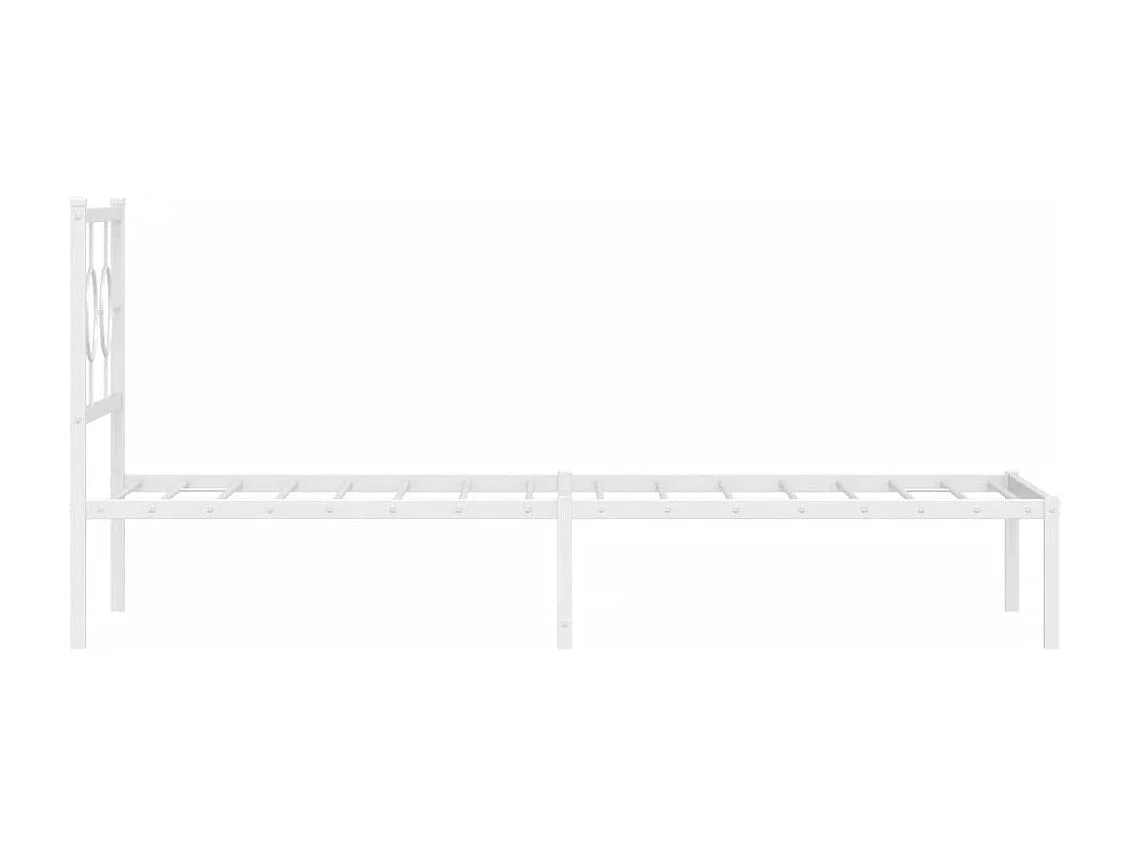 Lit simple | Lit adulte, enfant | Cadre de lit métal avec tête de lit blanc 75x190cm