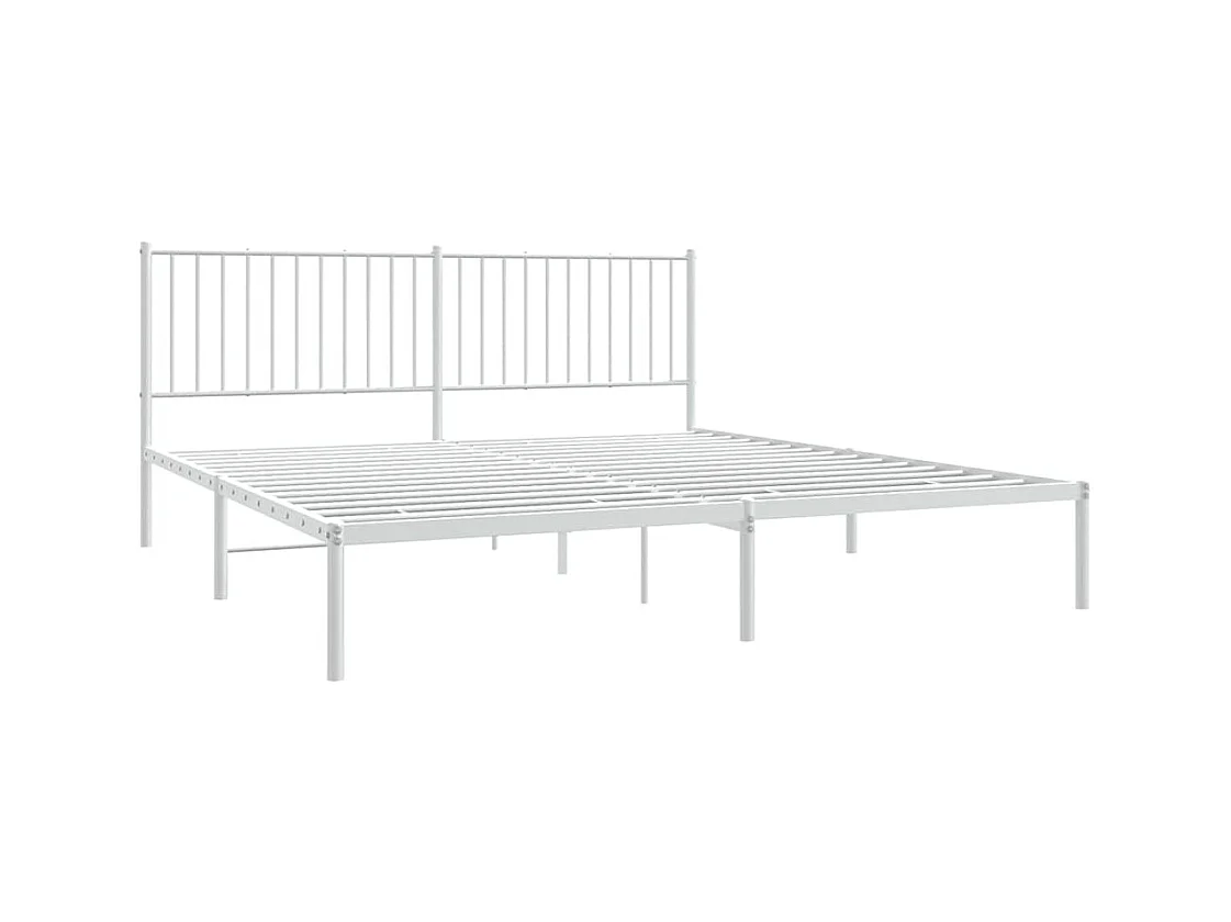 Lit double | Lit adulte | Cadre de lit métal et tête de lit blanc 183x213 cm