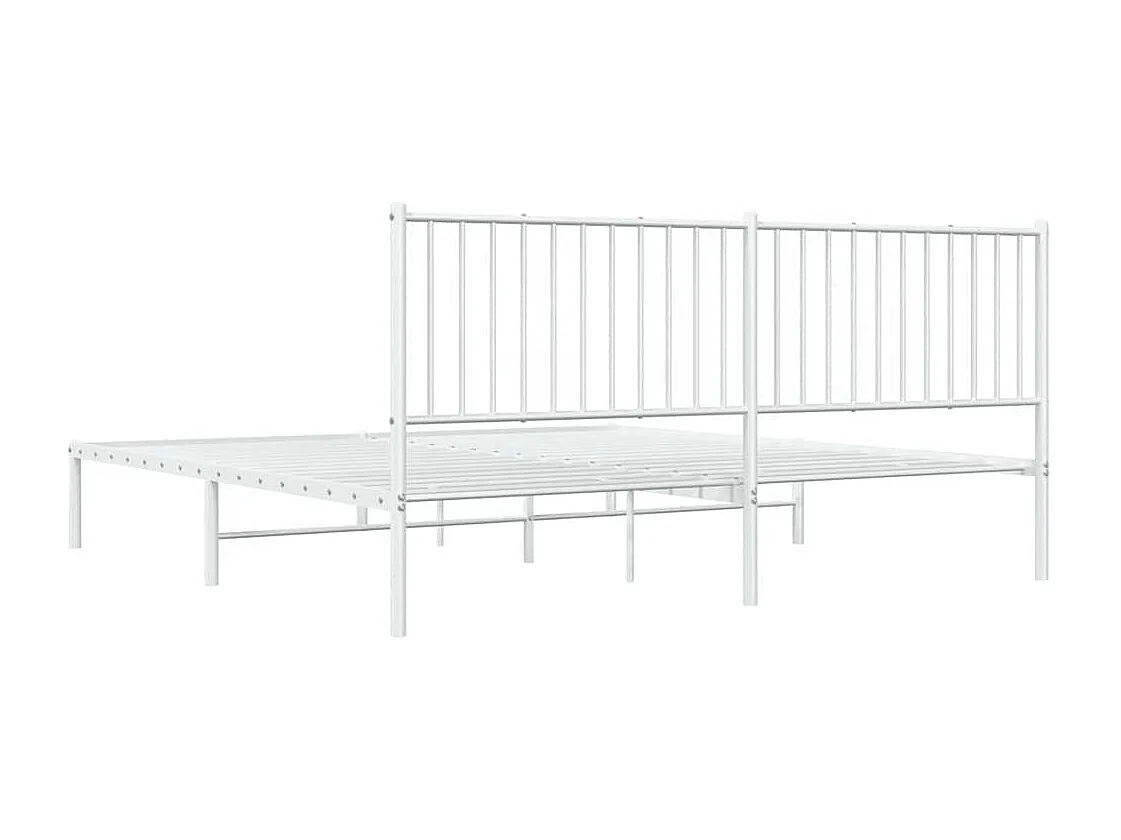 Lit double | Lit adulte | Cadre de lit métal et tête de lit blanc 183x213 cm