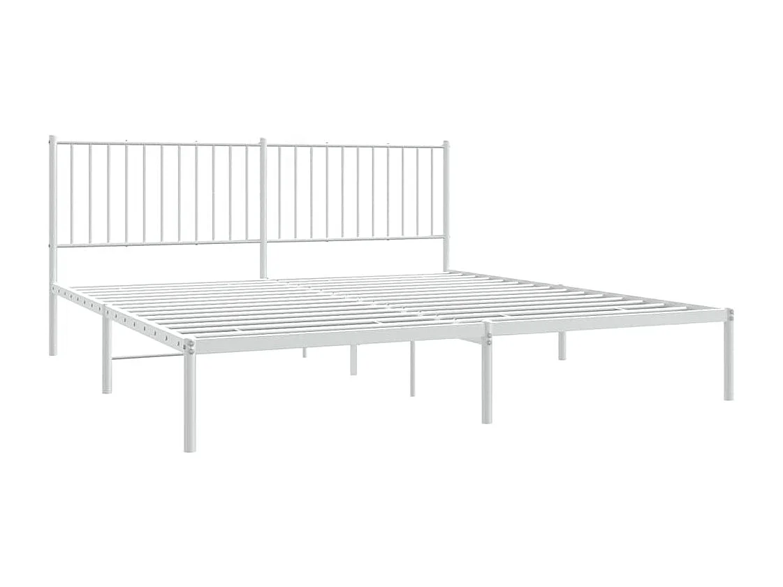 Lit double | Lit adulte | Cadre de lit métal et tête de lit blanc 183x213 cm