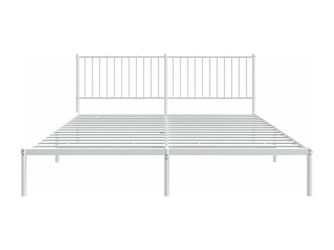 Lit double | Lit adulte | Cadre de lit métal et tête de lit blanc 183x213 cm