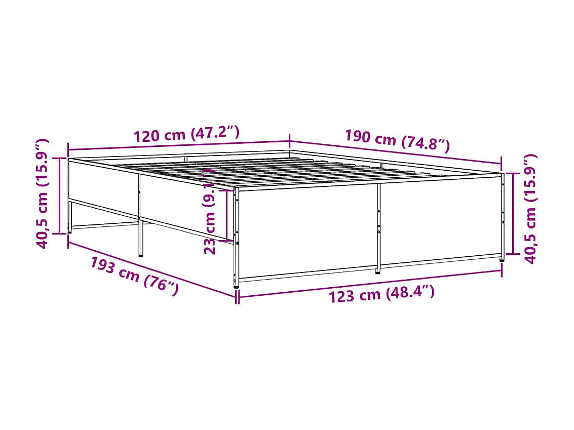 Lit simple | Lit adulte, enfant | Cadre de lit chêne sonoma 120x190 cm