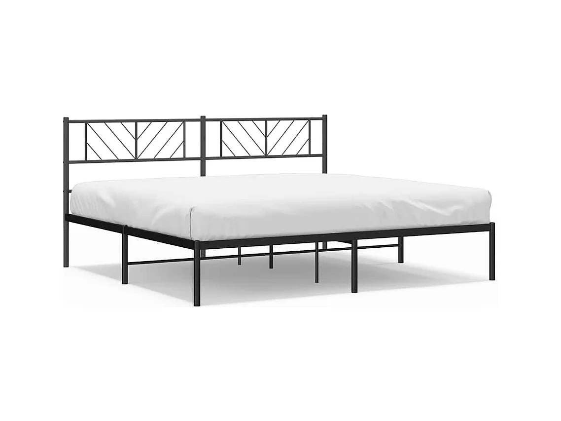 Lit double | Lit adulte | Cadre de lit métal avec tête de lit noir 193x203cm