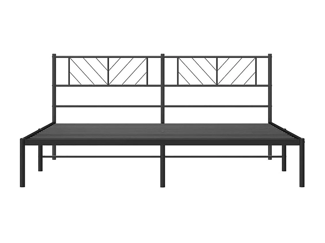 Lit double | Lit adulte | Cadre de lit métal avec tête de lit noir 193x203cm