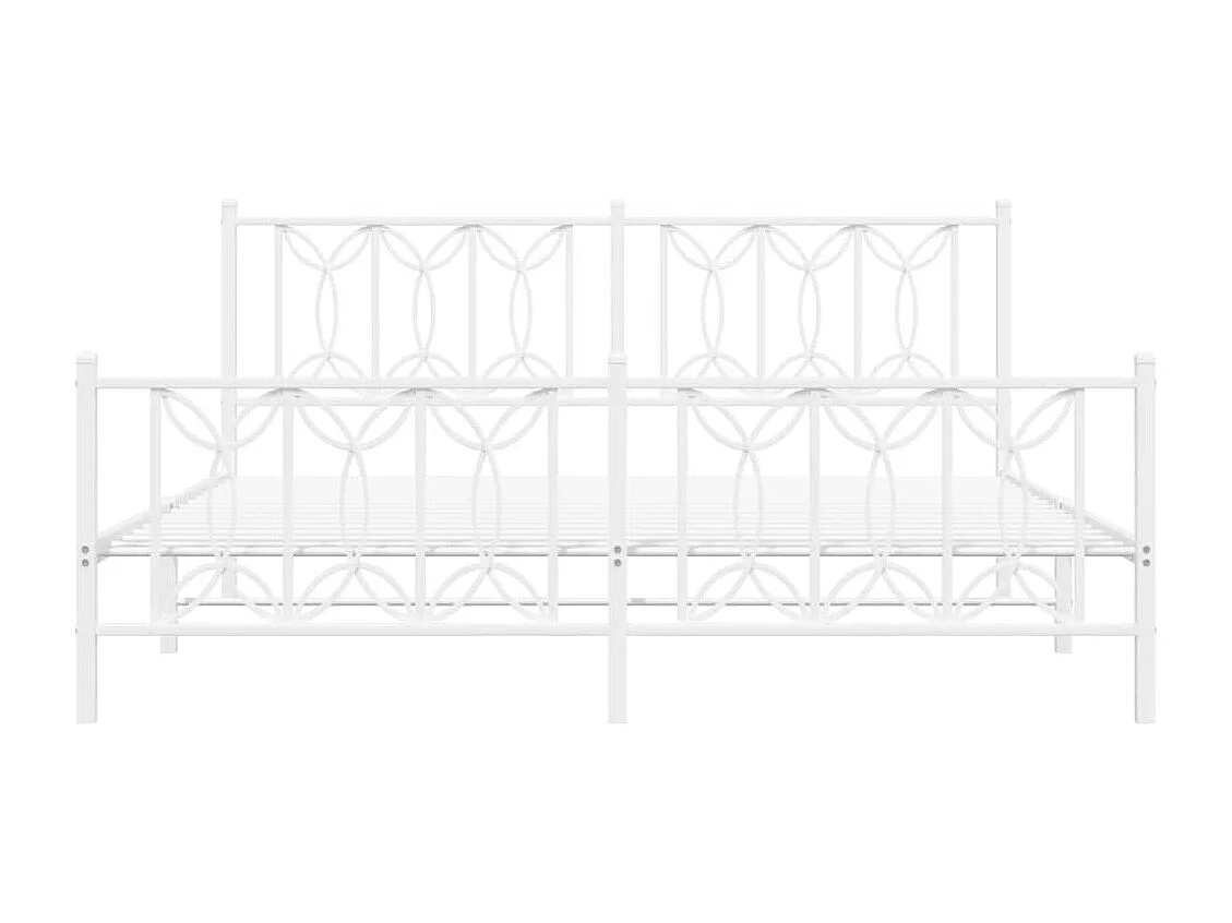 Lit double | Lit adulte | Cadre de lit métal et pied de lit blanc 183x213 cm