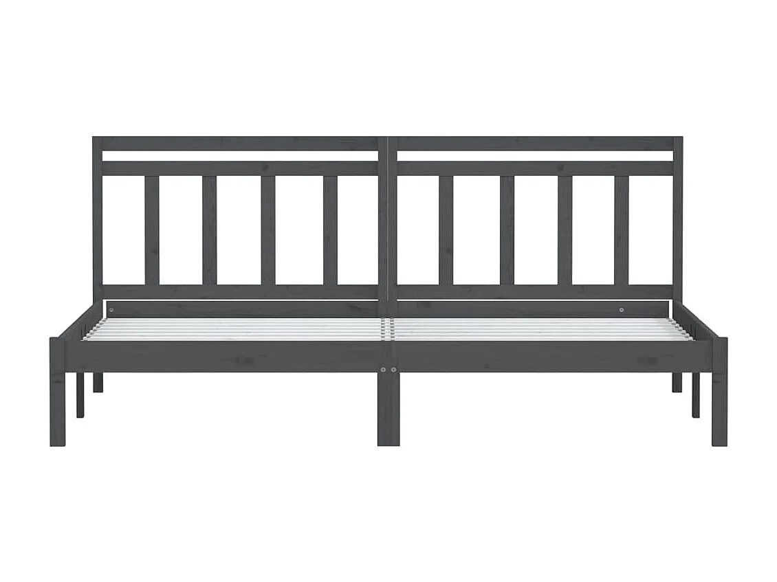 Lit double | Lit adulte | Cadre de lit gris bois massif 200x200 cm