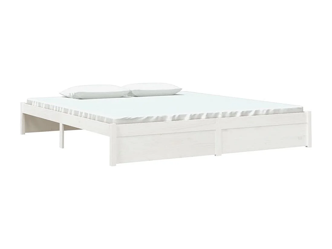 Lit double | Lit adulte | Cadre de lit blanc bois massif 180x200 cm
