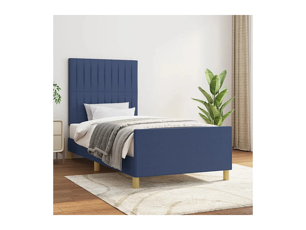 Lit simple | Lit adulte, enfant | Cadre de lit bleu 80x200 cm tissu