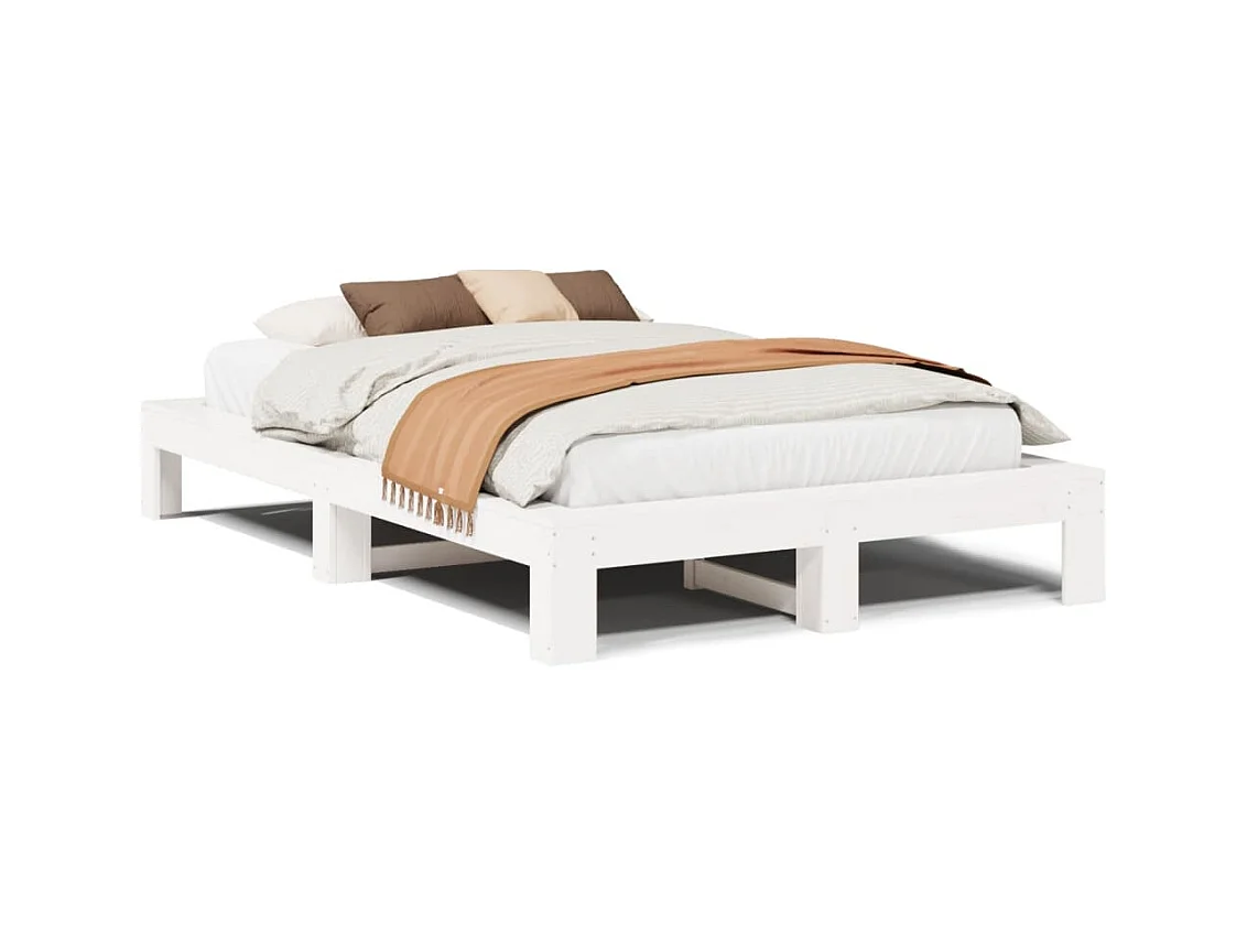 Lit simple | Lit adulte, enfant | Cadre de lit blanc 120x190 cm bois de pin massif
