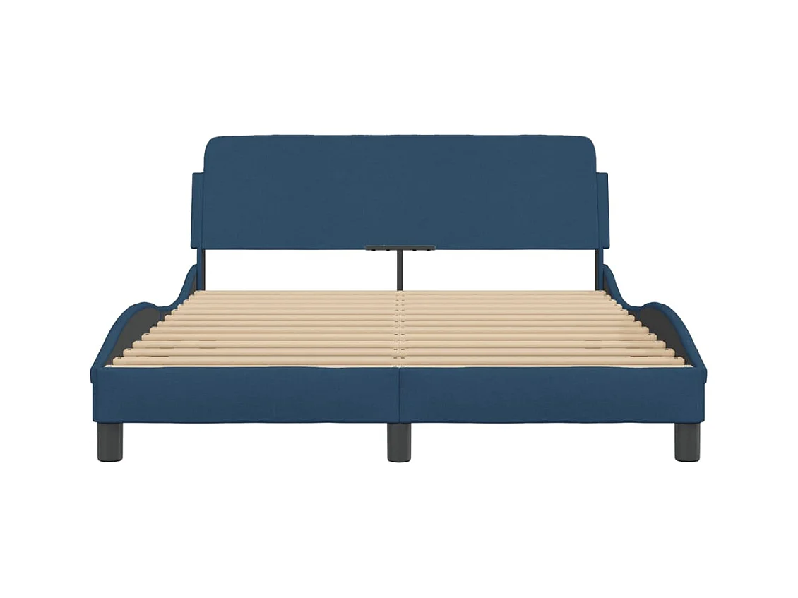 Lit double | Lit adulte | Cadre de lit avec tête de lit bleu 140x190cm tissu