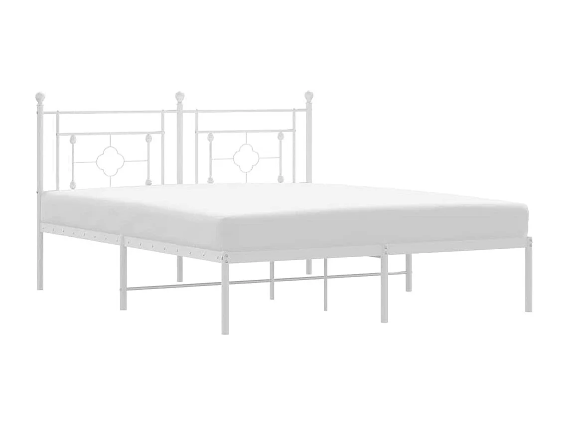 Lit double | Lit adulte | Cadre de lit métal et tête de lit blanc 150x200 cm