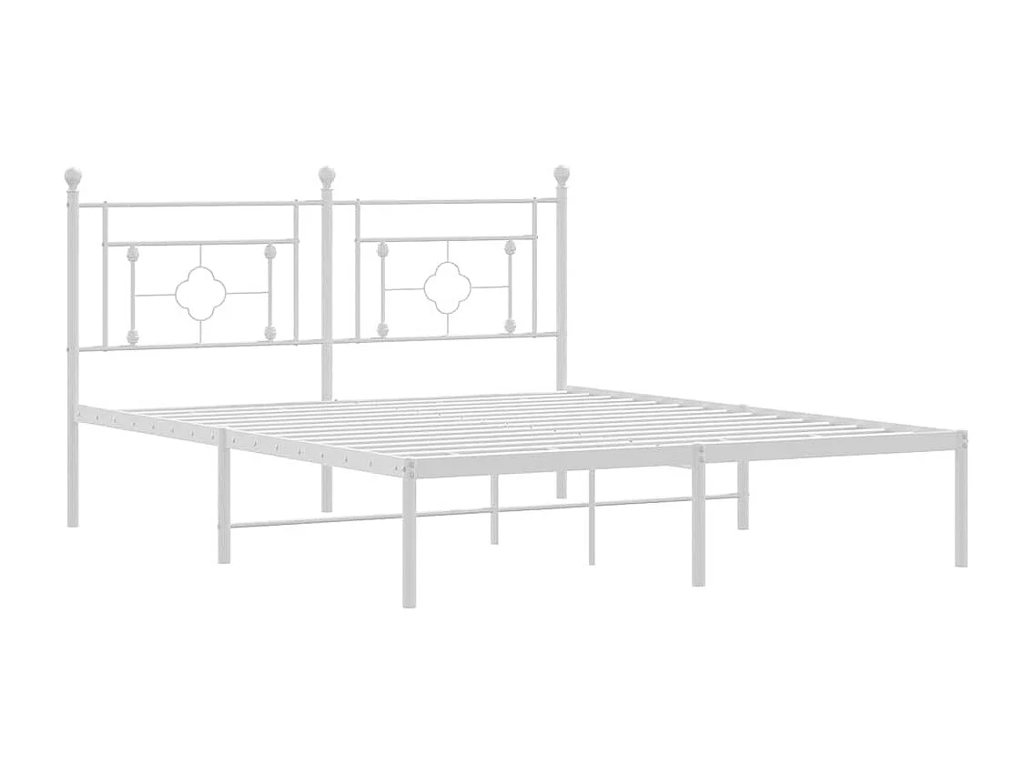 Lit double | Lit adulte | Cadre de lit métal et tête de lit blanc 150x200 cm