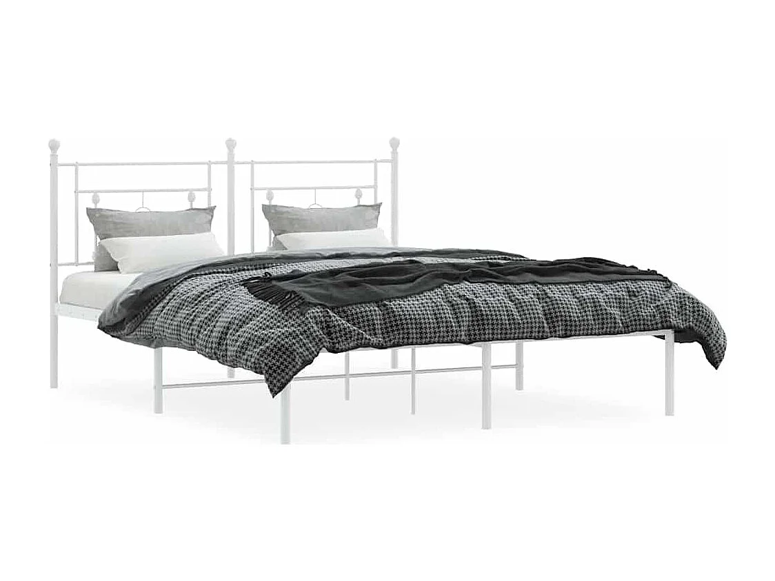 Lit double | Lit adulte | Cadre de lit métal et tête de lit blanc 150x200 cm