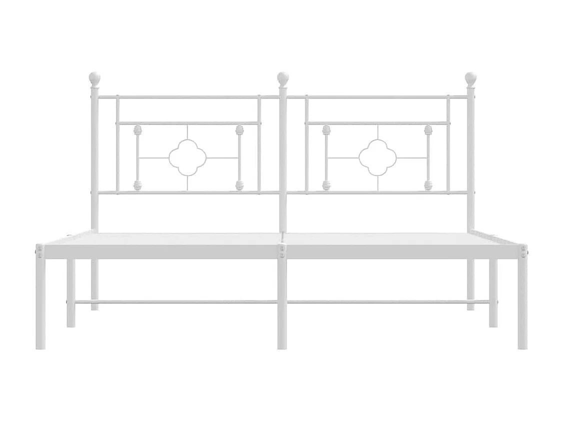 Lit double | Lit adulte | Cadre de lit métal et tête de lit blanc 150x200 cm
