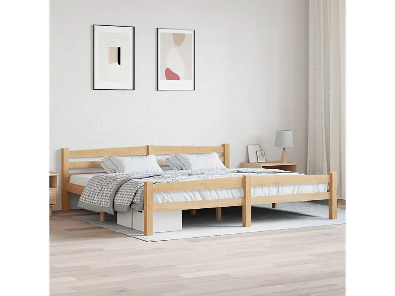 Lit double | Lit adulte | Cadre de lit bois massif de pin 200x200 cm