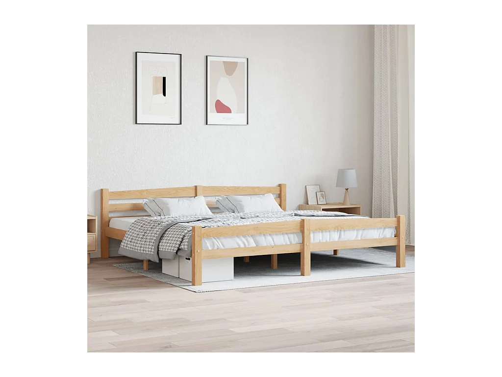 Lit double | Lit adulte | Cadre de lit bois massif de pin 200x200 cm