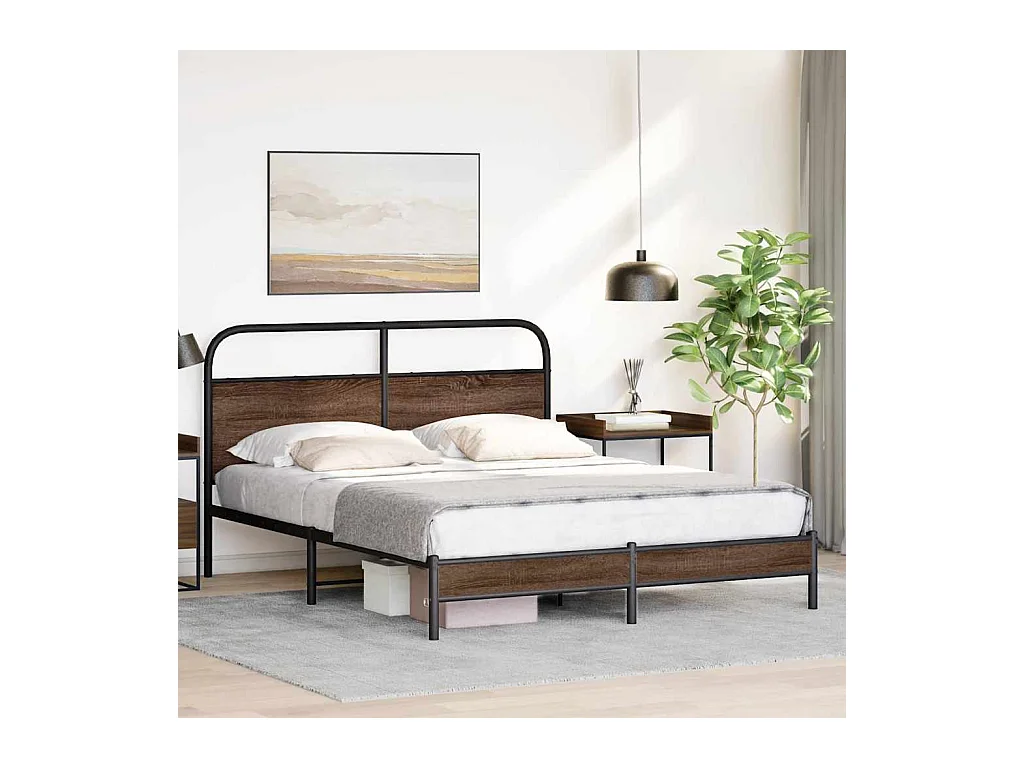 Letto per adulti | Letto matrimoniale | Giroletto senza Materasso Rovere Marrone 160x200 cm Truciolato