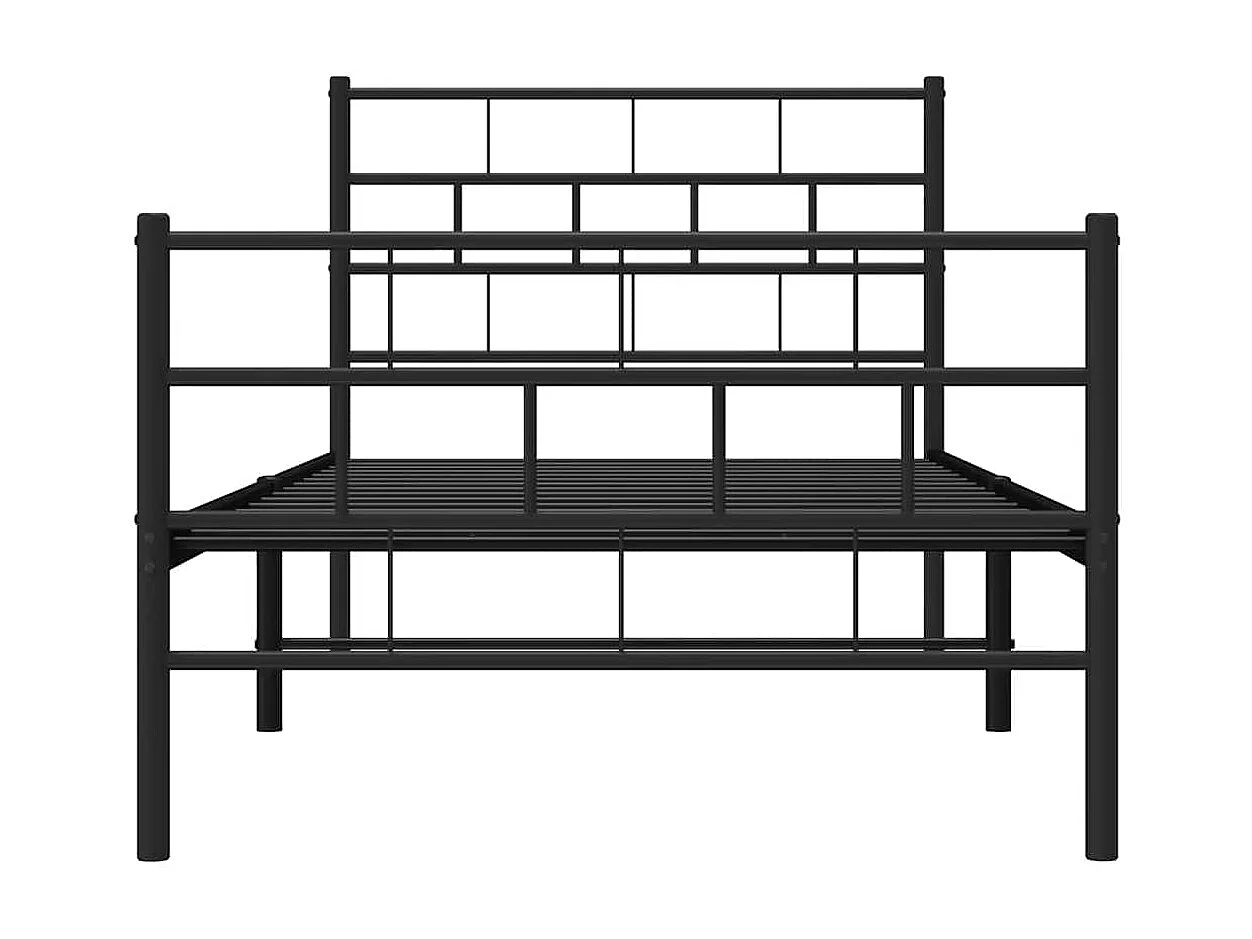 Lit simple | Lit adulte, enfant | Cadre de lit métal et pied de lit noir 100x200 cm