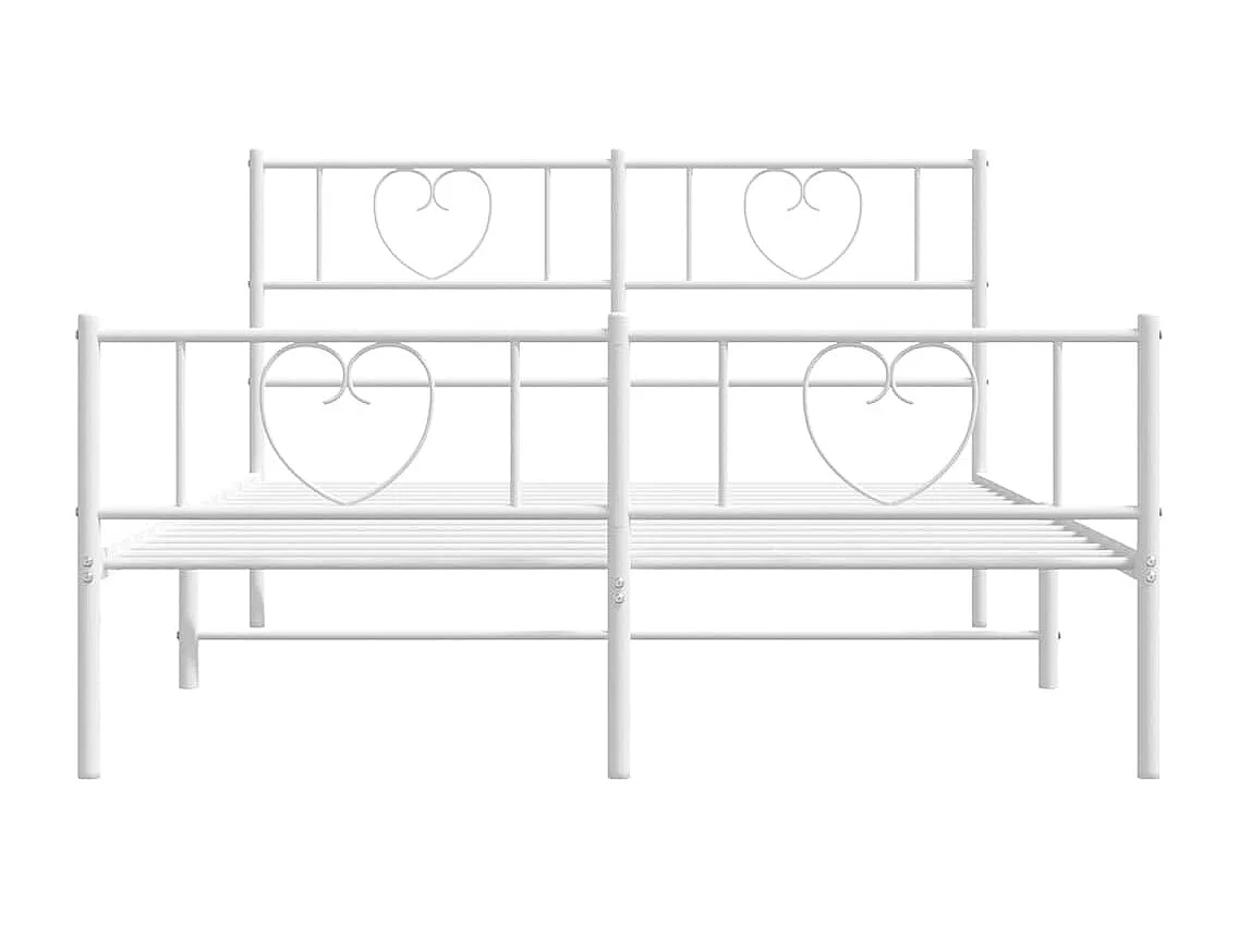 Lit double | Lit adulte | Cadre de lit métal et pied de lit blanc 150x200 cm