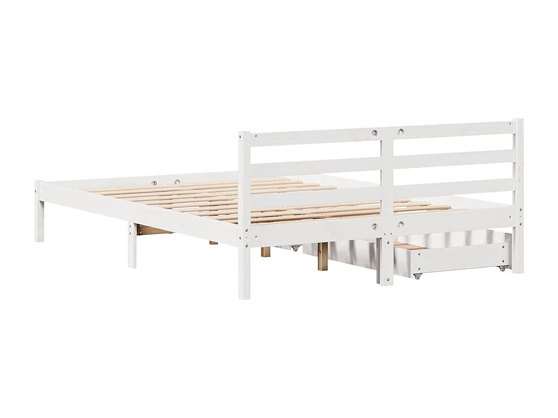Lit simple | Lit adulte, enfant | Cadre de lit blanc 120x200 cm bois de pin massif