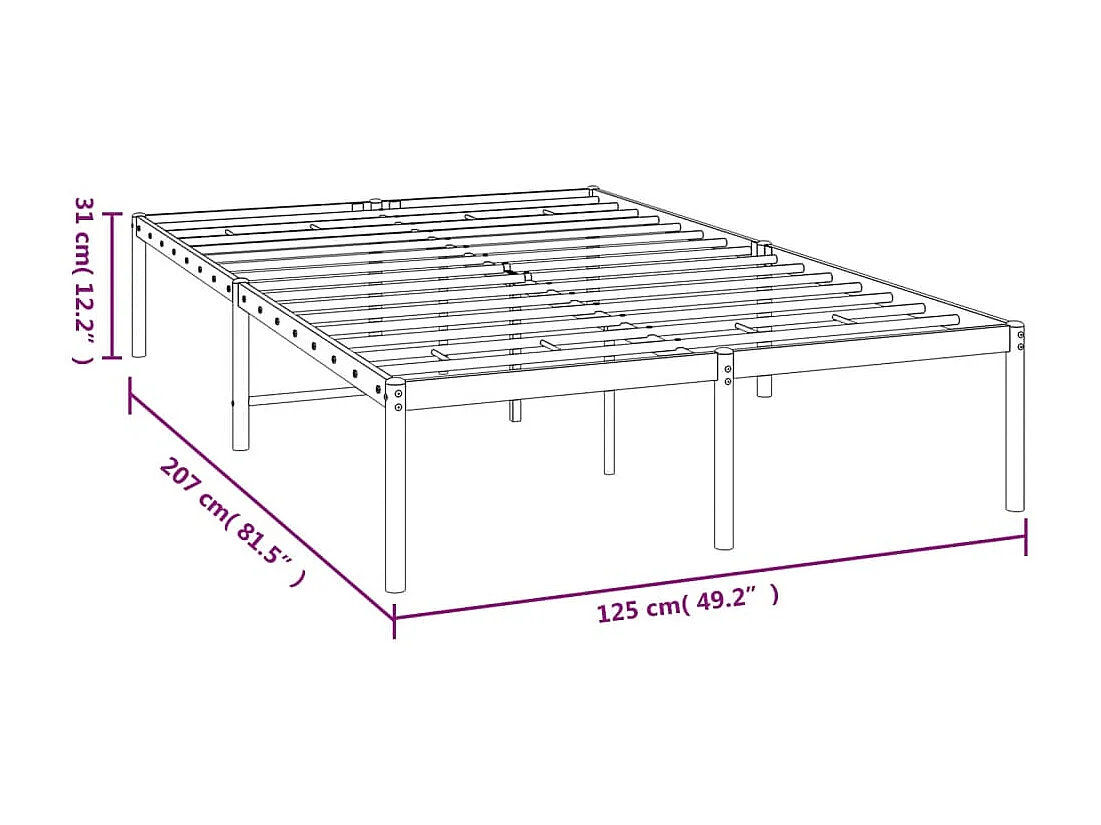 Lit simple | Lit adulte, enfant | Cadre de lit métal noir 120x200 cm