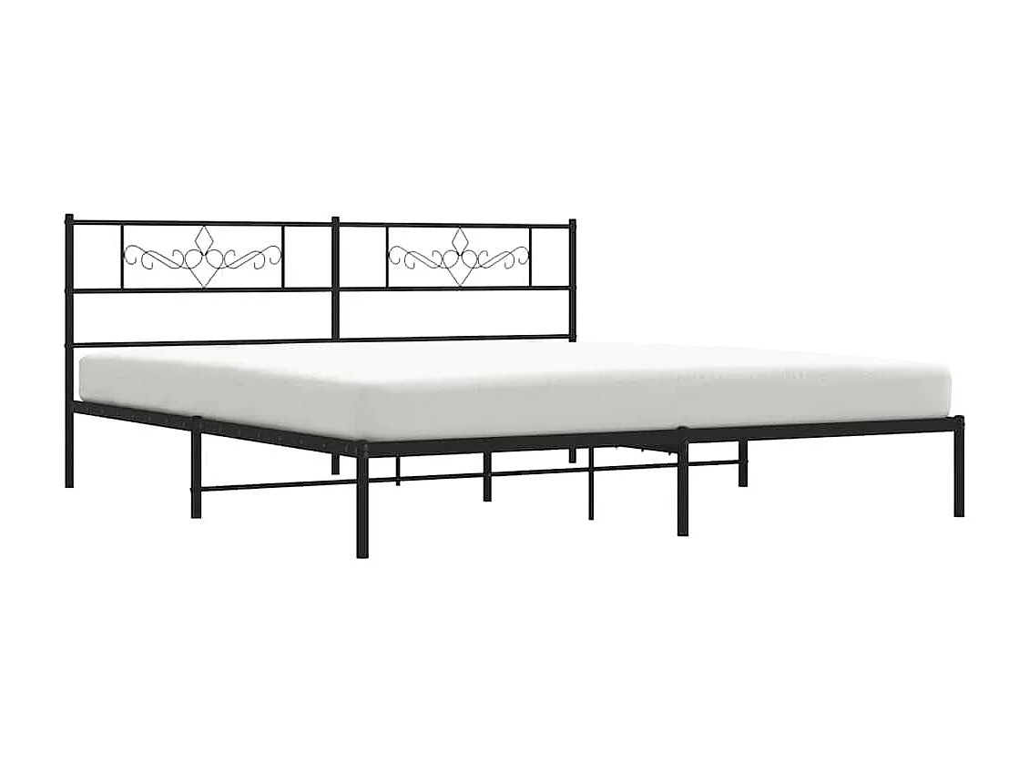 Bedframe | Tweepersoonsbed met hoofdbord metaal zwart 183x213 cm