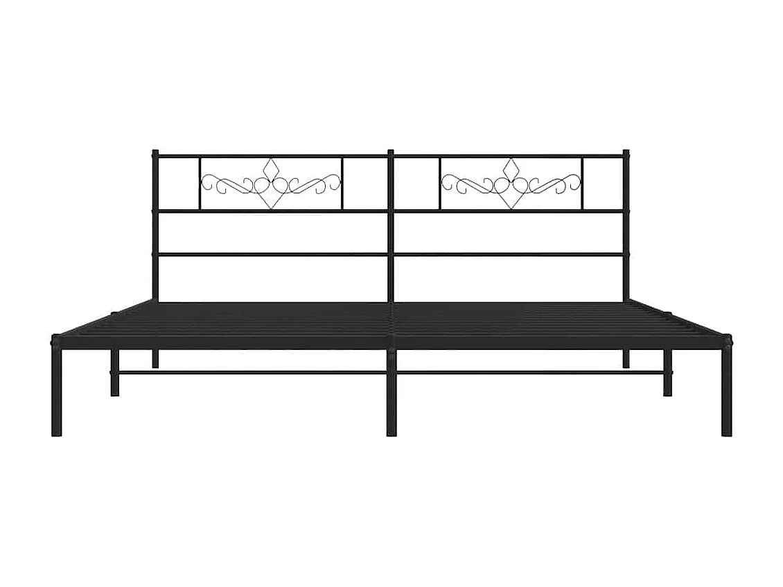 Bedframe | Tweepersoonsbed met hoofdbord metaal zwart 183x213 cm