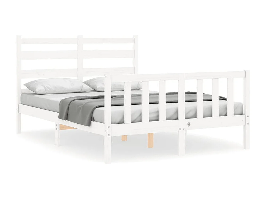 Lit simple | Lit adulte, enfant | Cadre de lit blanc 120x200 cm bois de pin massif