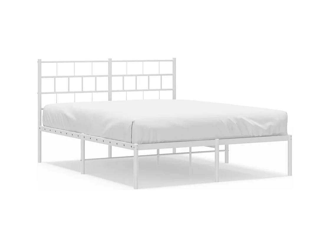 Lit double | Lit adulte | Cadre de lit métal et tête de lit blanc 140x200 cm
