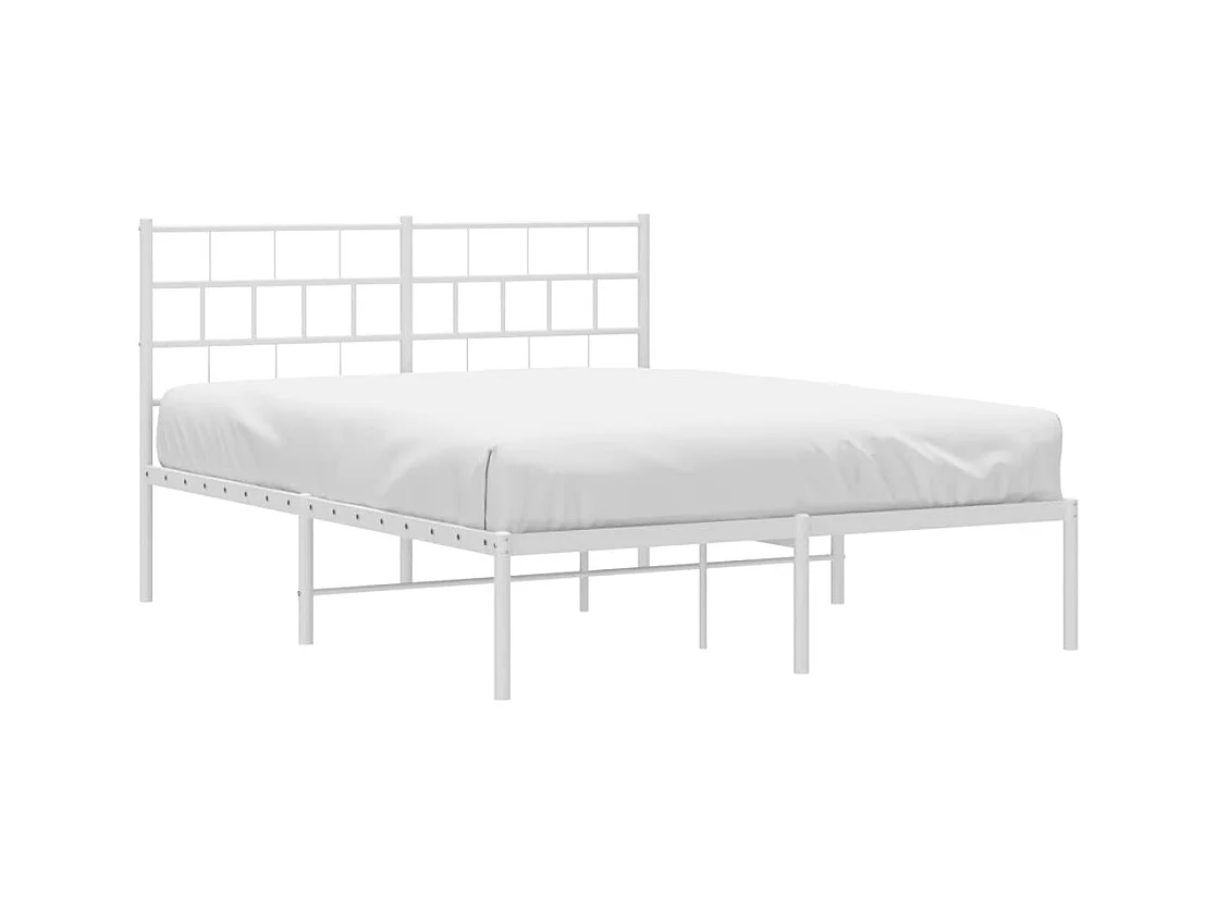 Lit double | Lit adulte | Cadre de lit métal et tête de lit blanc 140x200 cm