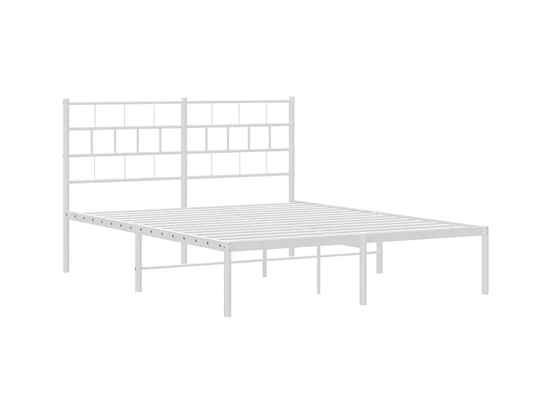 Lit double | Lit adulte | Cadre de lit métal et tête de lit blanc 140x200 cm