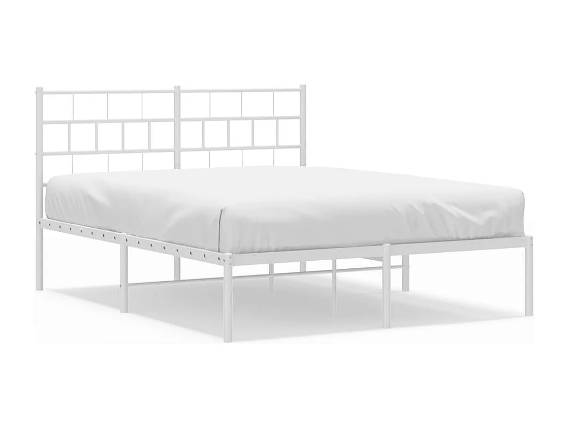 Lit double | Lit adulte | Cadre de lit métal et tête de lit blanc 140x200 cm