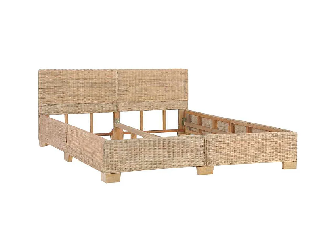 Lit double | Lit adulte | Cadre de lit avec tête de lit rotin véritable 160x200 cm