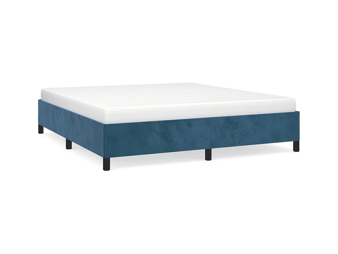 Lit double | Lit adulte | Cadre de lit bleu foncé 160x200 cm velours