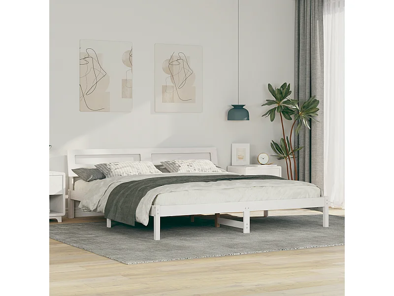 Lit double | Lit adulte | Cadre de lit Blanc 180x200 cm Bois massif en pin