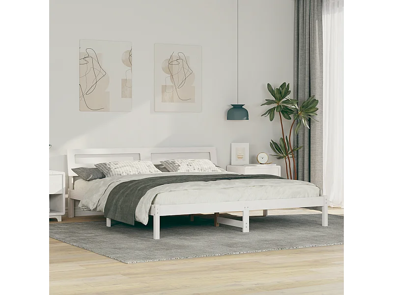 Lit double | Lit adulte | Cadre de lit Blanc 180x200 cm Bois massif en pin