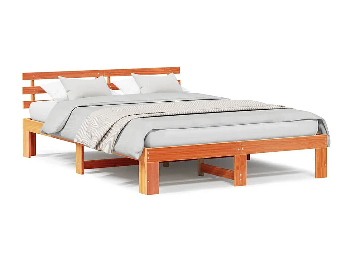 Lit double | Lit adulte | Cadre de lit Marron 160x200 cm Bois de pin massif