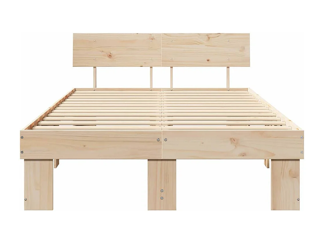 Lit double | Lit adulte | Cadre de lit Marron 135x190 cm Bois massif en pin